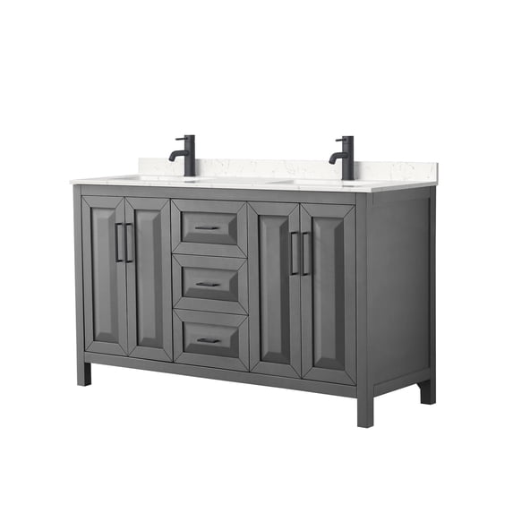 Wyndham Collection WCV252560DGBC2UNSMXX Daria 60" Free Standing Double Basin Vanity Set -