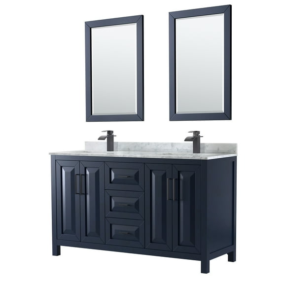 Wyndham Collection Wcv252560dunsm24 Daria 60" Free Standing Double Vanity Set - Dark Blue