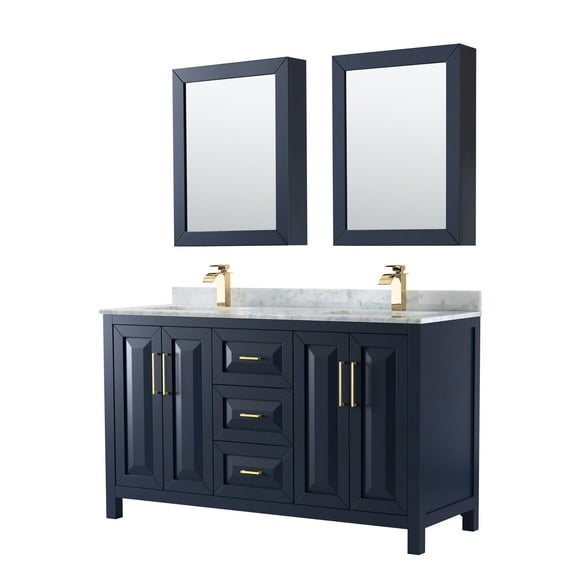 Wyndham Collection Wcv252560dunsmed Daria 60" Free Standing Double Vanity Set - Blue