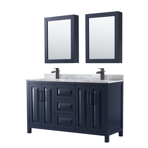 Wyndham Collection WCV252560DBBCMUNSMED Daria 60" Free Standing Double Vanity Set - Dark
