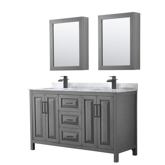 Wyndham Collection WCV252560DGBCMUNSMED Daria 60" Free Standing Double Vanity Set - Dark