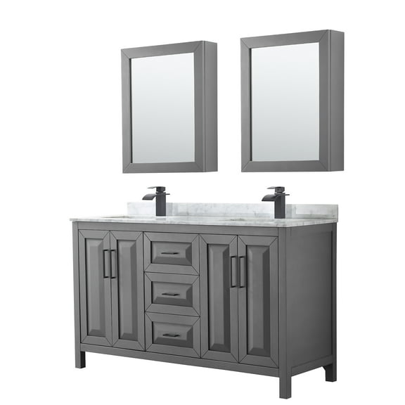Wyndham Collection Wcv252560dunsmed Daria 60" Free Standing Double Vanity Set - Dark Gray