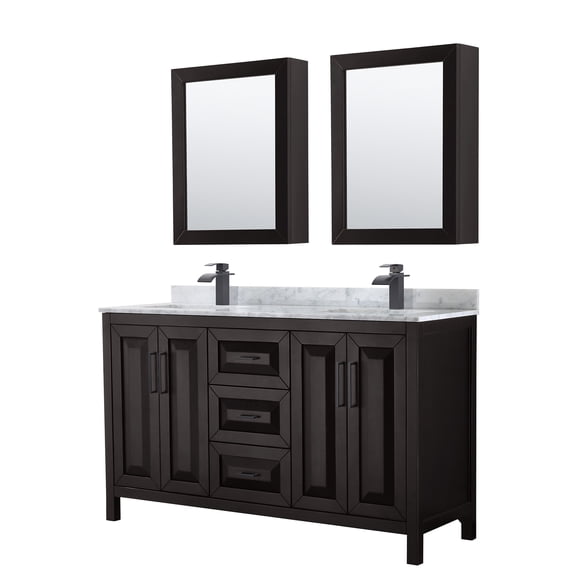 Wyndham Collection WCV252560DEBCMUNSMED Daria 60" Free Standing Double Vanity Set - Dark