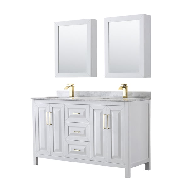 Wyndham Collection Wcv252560dunsmed Daria 60" Free Standing Double Vanity Set - White /