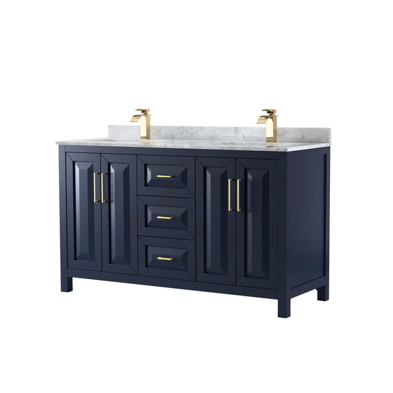 Wyndham Collection WCV252560DBLCMUNSMXX Daria 60" Free Standing Double Vanity Set - Blue