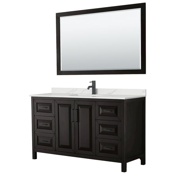 Wyndham Collection Wcv252560s-Qtz-Unsm58 Daria 60" Free Standing Single Basin Vanity Set -