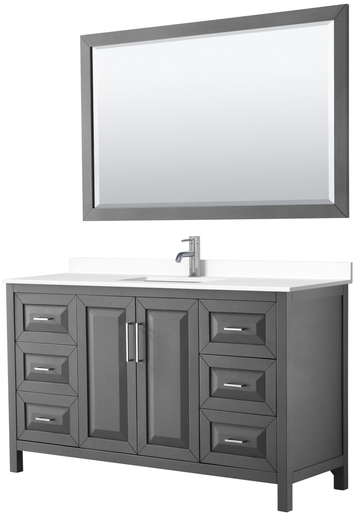 Daria 60'' Dark Gray Single Bathroom Vanity with Marble Top and Mirror