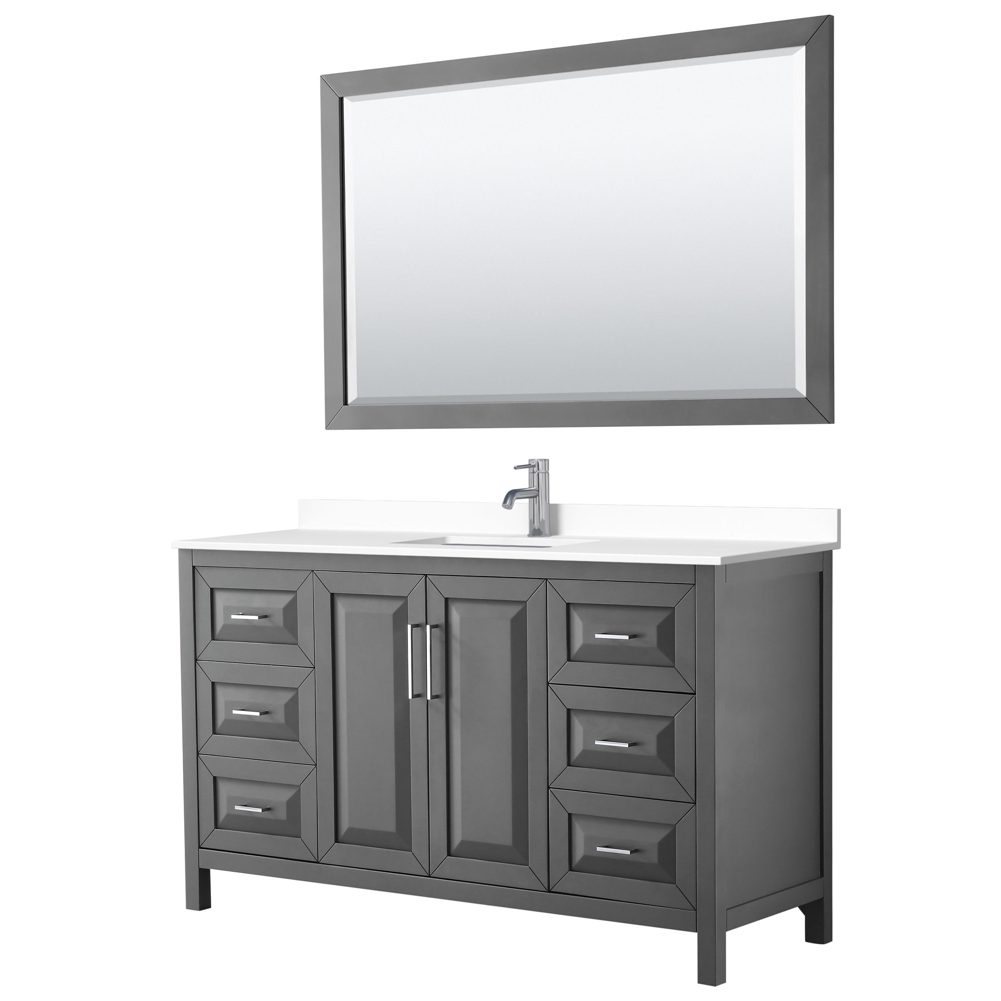 Daria 60'' Dark Gray Single Bathroom Vanity with Marble Top and Mirror