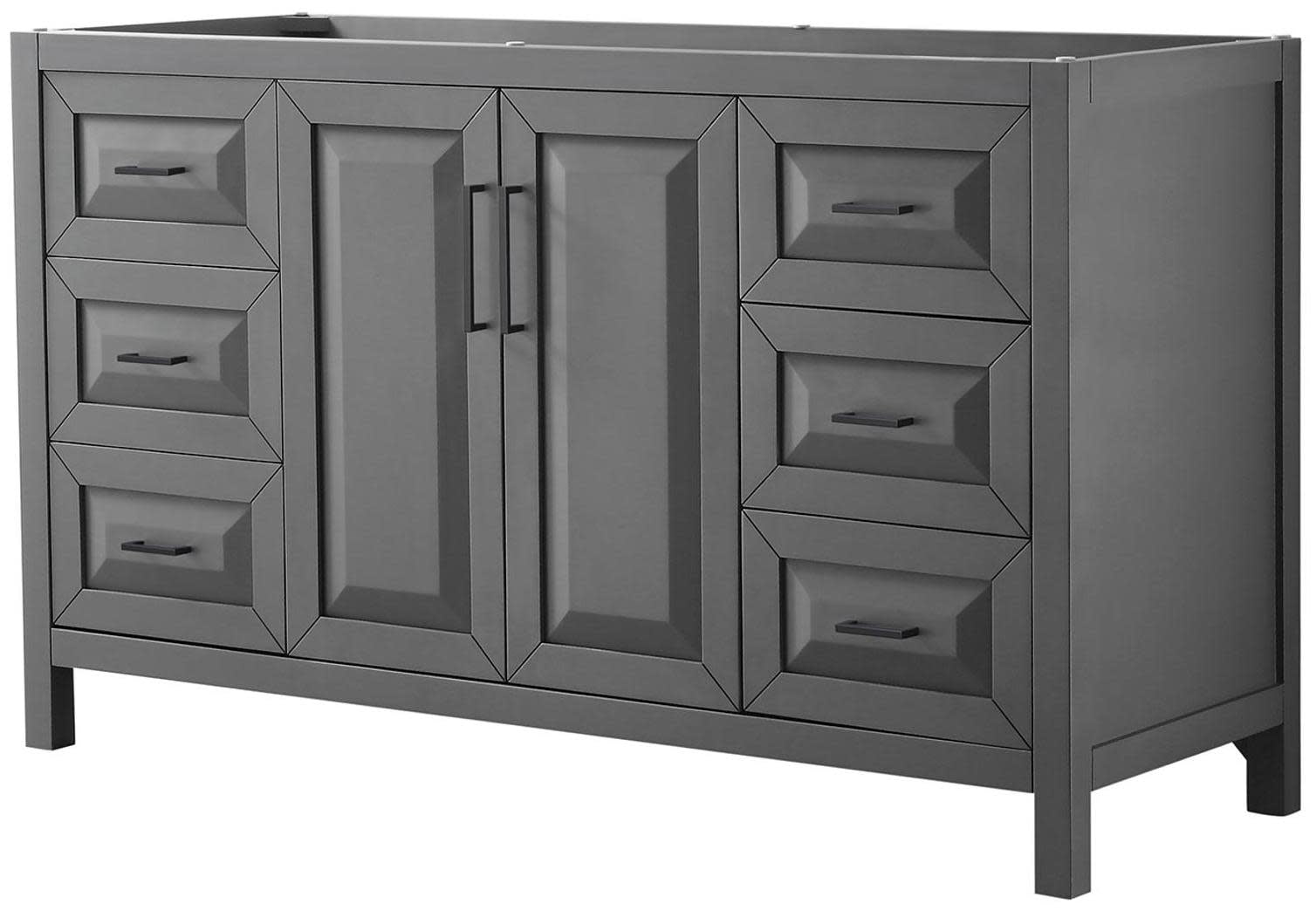 Daria Elegant Dark Gray 59" Single Freestanding Vanity Base