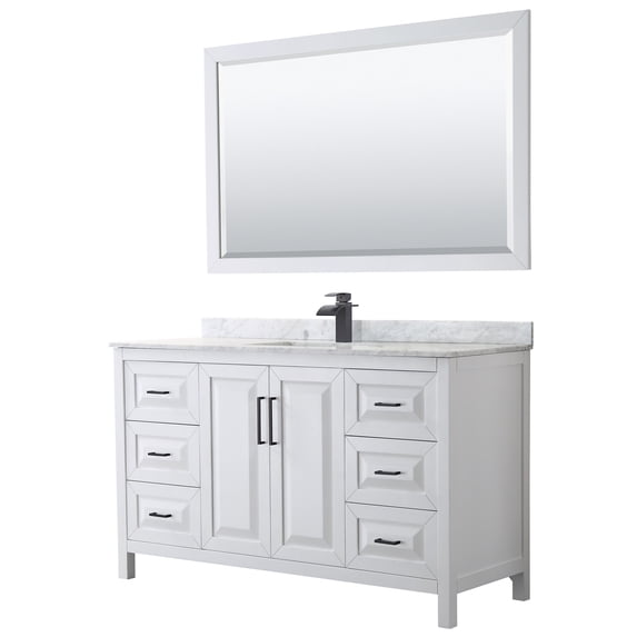 Wyndham Collection WCV252560SWBCMUNSM58 Daria 60" Free Standing Single Vanity Set - White