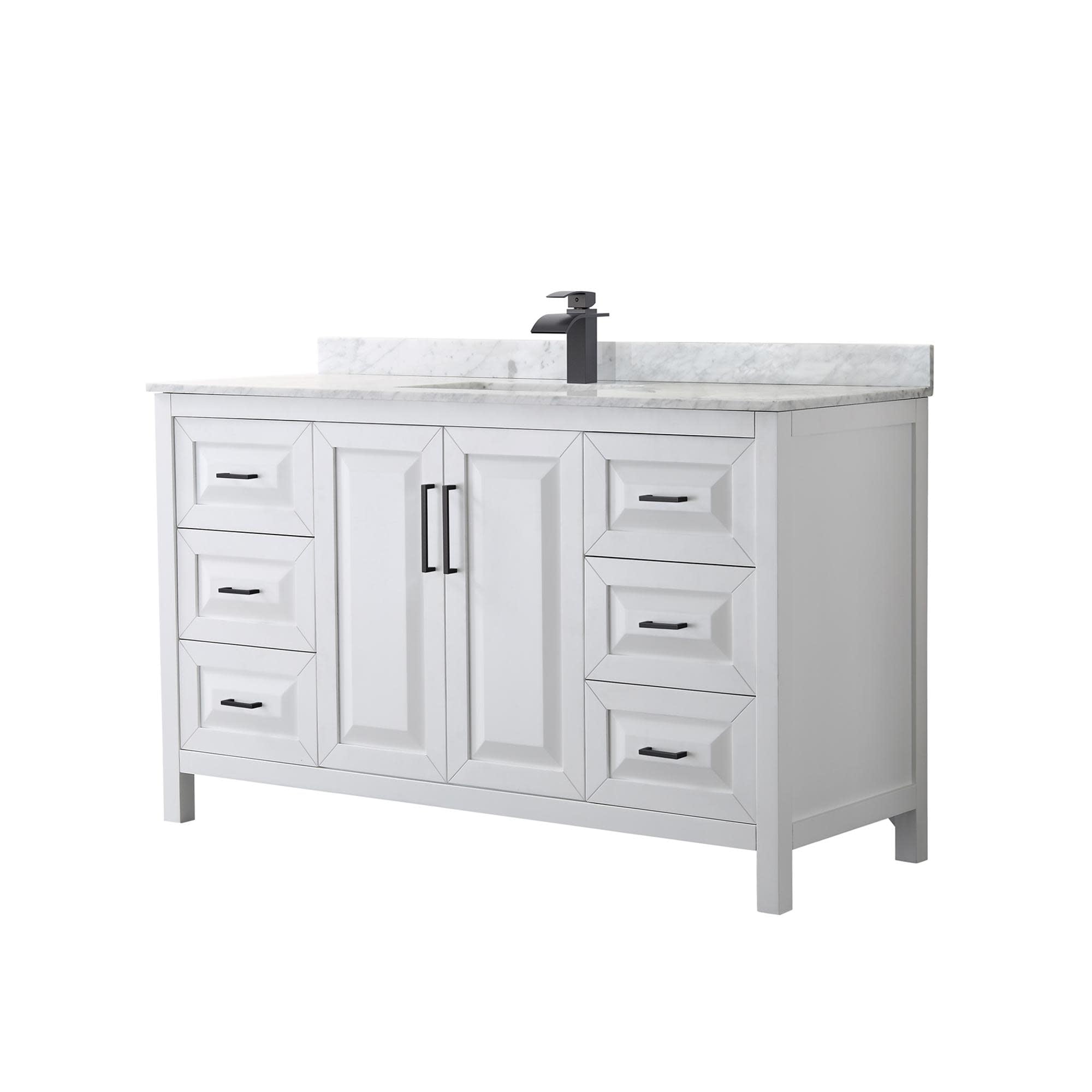 Daria 60'' White Single Bathroom Vanity with Carrara Marble Top