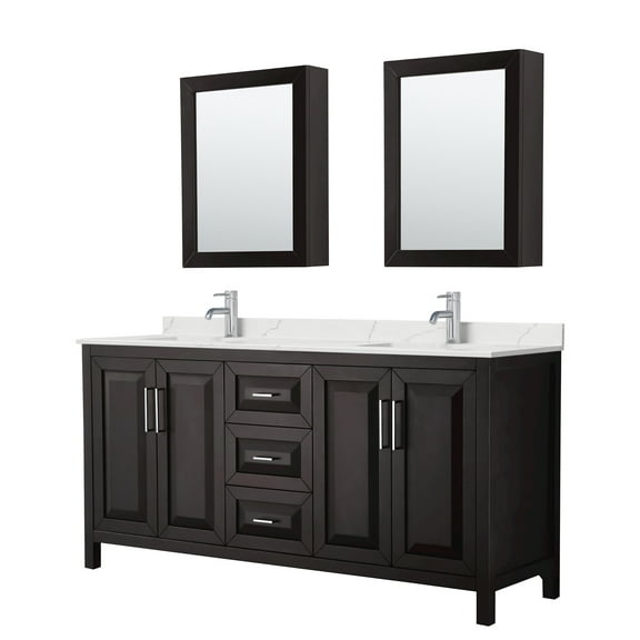 Wyndham Collection Wcv252572d-Qtz-Unsmed Daria 72" Free Standing Double Basin Vanity Set -