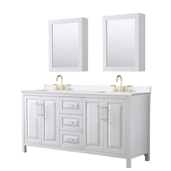 Wyndham Collection Wcv252572d-Qtz-Us3med Daria 72" Free Standing Double Basin Vanity Set -
