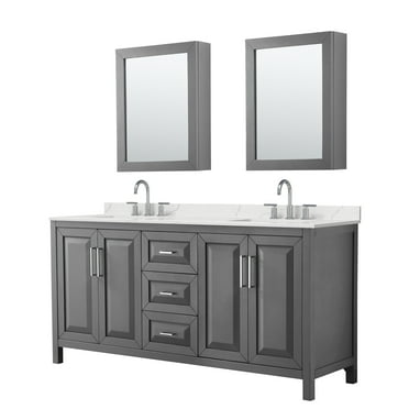 Wyndham Collection Wcv252572d-Qtz-Us3med Daria 72" Free Standing Double Basin Vanity Set -