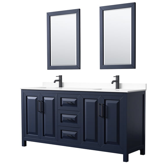 Wyndham Collection WCV252572DBBWCUNSM24 Daria 72" Free Standing Double Basin Vanity Set -