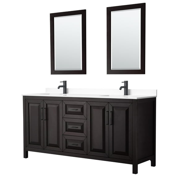 Wyndham Collection Wcv252572d-Vca-M24 Daria 72" Free Standing Double Basin Vanity Set -