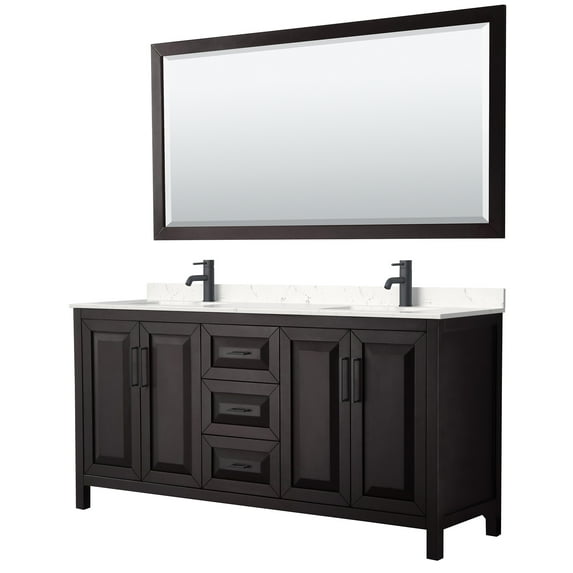 Wyndham Collection WCV252572DEBC2UNSM70 Daria 72" Free Standing Double Basin Vanity Set -