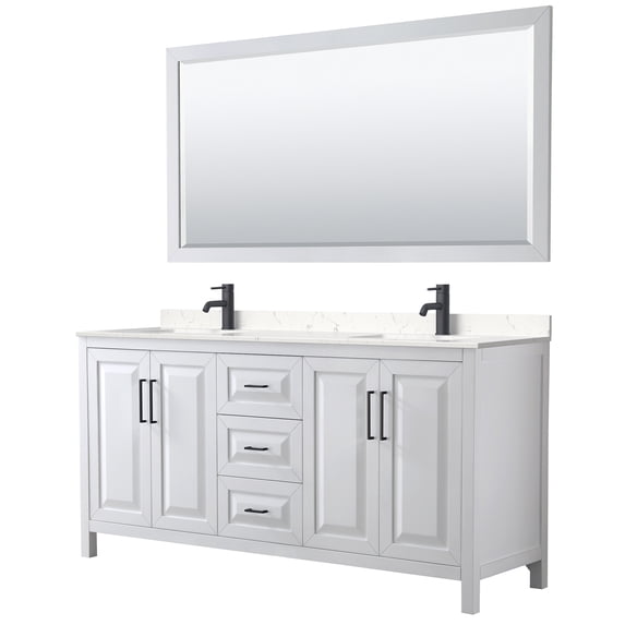 Wyndham Collection WCV252572DWBC2UNSM70 Daria 72" Free Standing Double Basin Vanity Set -