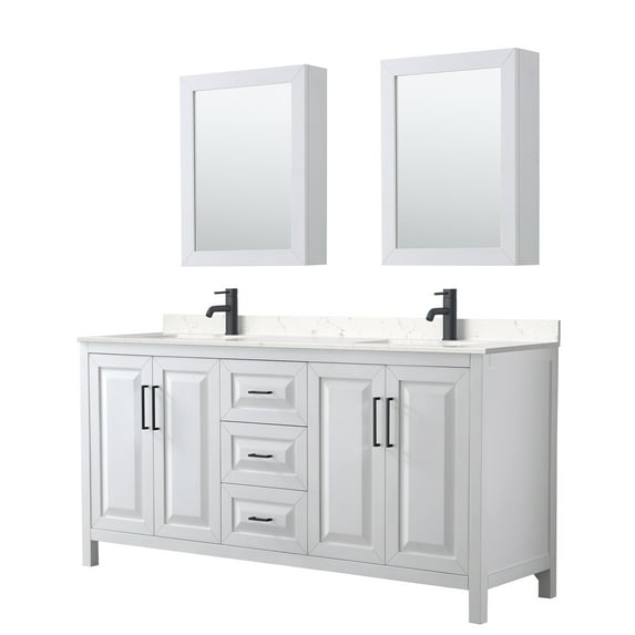 Wyndham Collection Wcv252572d-Vca-Med Daria 72" Free Standing Double Basin Vanity Set -