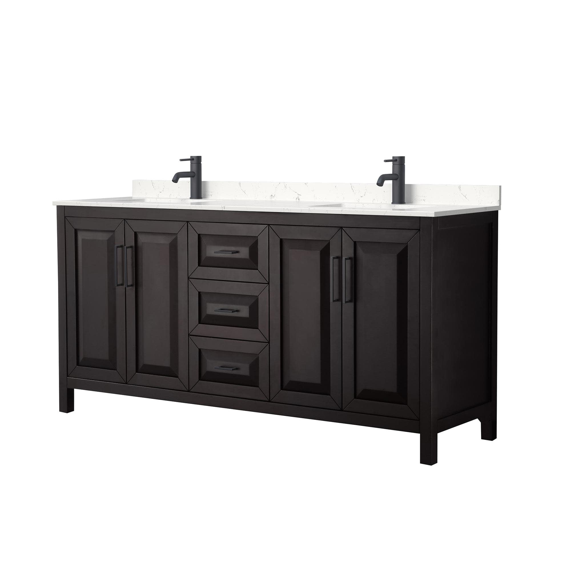 Daria 72'' Dark Espresso Double Bathroom Vanity with Carrara Marble Top