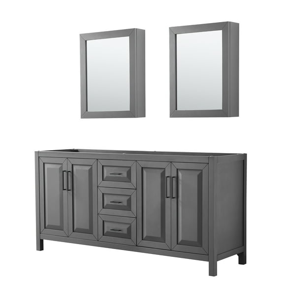 Wyndham Collection Wcv252572dcxsxxmed Daria 71" Double Free Standing Vanity Cabinet - Dark