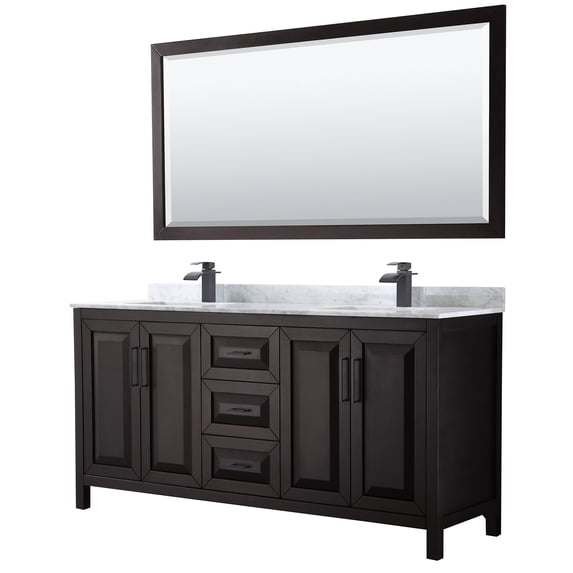 Wyndham Collection WCV252572DEBCMUNSM70 Daria 72" Free Standing Double Vanity Set - Dark