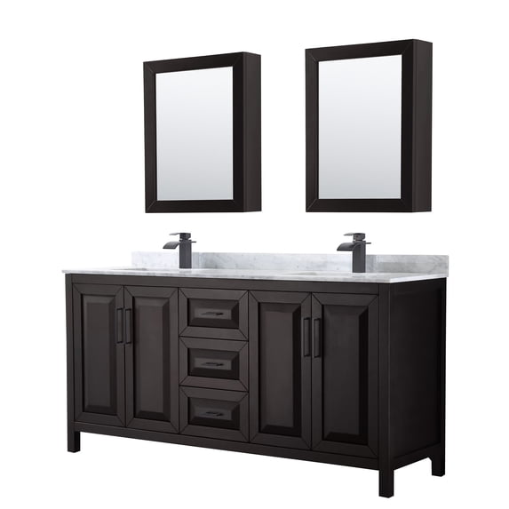 Wyndham Collection WCV252572DEBCMUNSMED Daria 72" Free Standing Double Vanity Set - Dark
