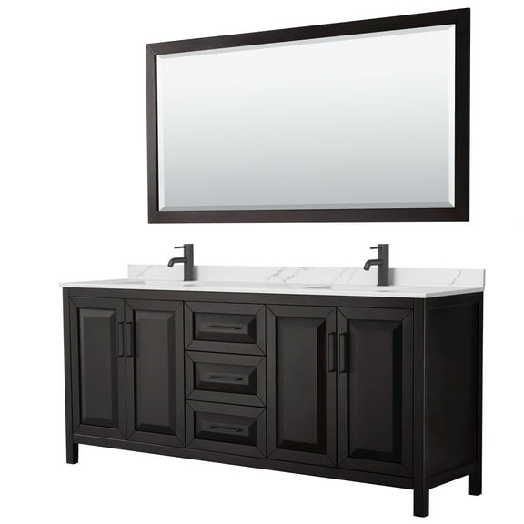 Wyndham Collection Wcv252580d-Qtz-Unsm70 Daria 80" Free Standing Double Basin Vanity Set -
