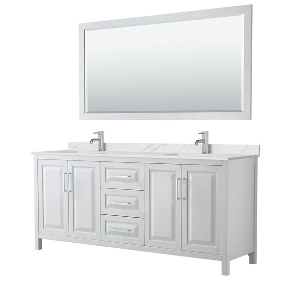 Wyndham Collection Wcv252580d-Qtz-Unsm70 Daria 80" Free Standing Double Basin Vanity Set -