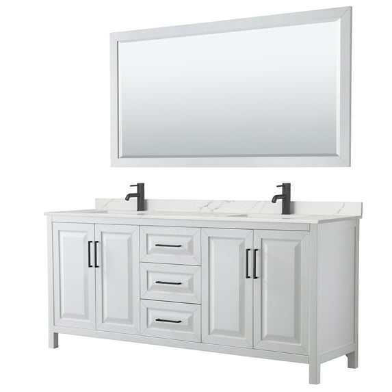 Wyndham Collection Wcv252580d-Qtz-Unsm70 Daria 80" Free Standing Double Basin Vanity Set -
