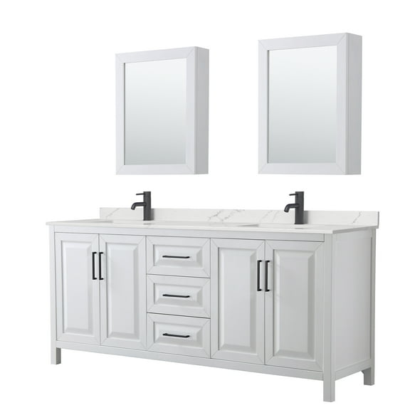 Wyndham Collection Wcv252580d-Qtz-Unsmed Daria 80" Free Standing Double Basin Vanity Set -