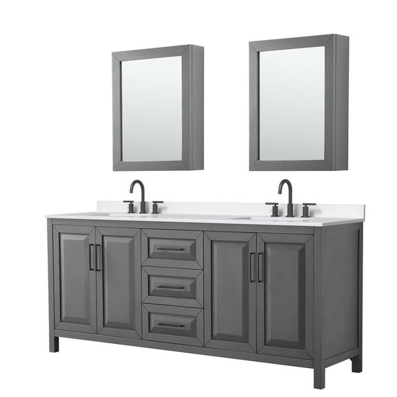 Wyndham Collection Wcv252580d-Qtz-Us3med Daria 80" Free Standing Double Basin Vanity Set -