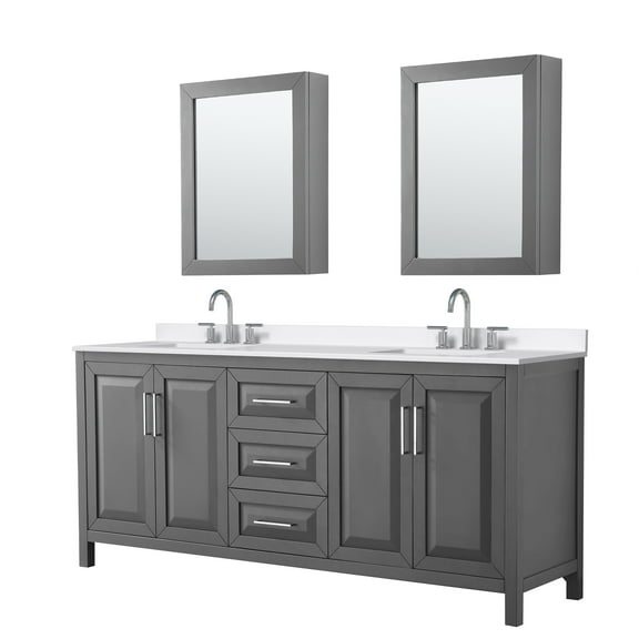 Wyndham Collection Wcv252580d-Qtz-Us3med Daria 80" Free Standing Double Basin Vanity Set -