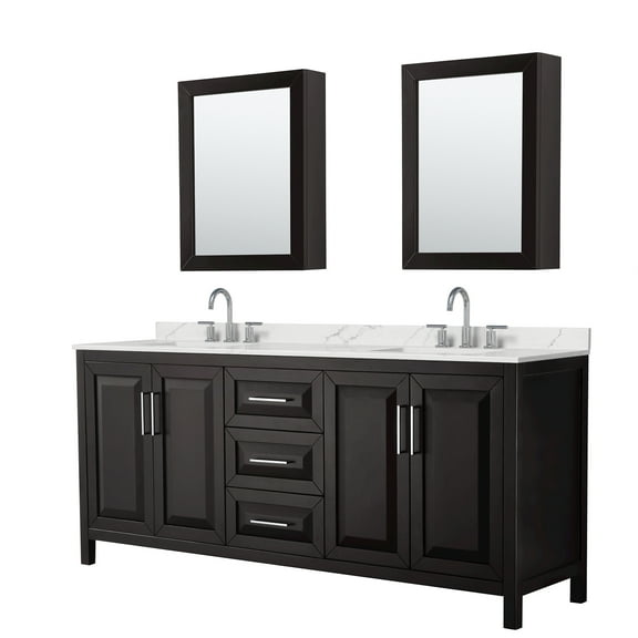 Wyndham Collection Wcv252580d-Qtz-Us3med Daria 80" Free Standing Double Basin Vanity Set -