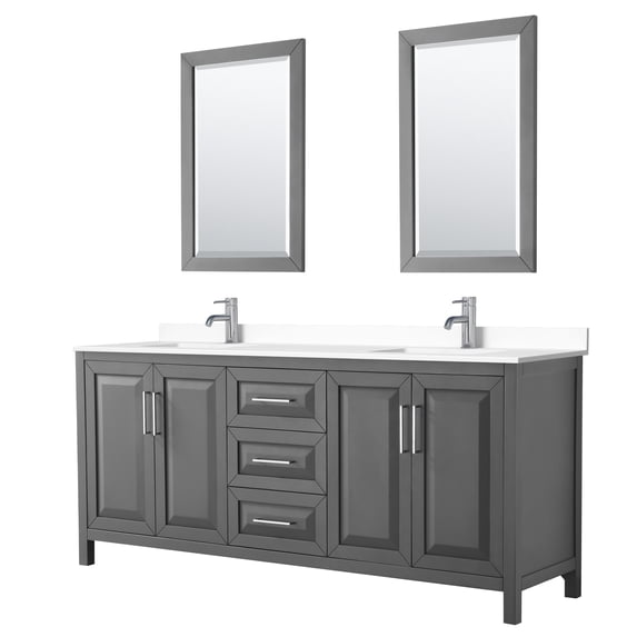 Wyndham Collection WCV252580DKGWCUNSM24 Daria 80" Free Standing Double Basin Vanity Set -