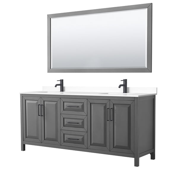 Wyndham Collection WCV252580DGBWCUNSM70 Daria 80" Free Standing Double Basin Vanity Set -