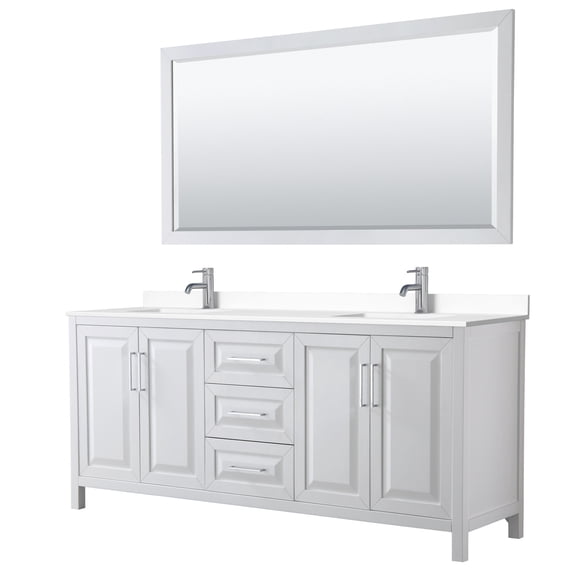 Wyndham Collection WCV252580DWHWCUNSM70 Daria 80" Free Standing Double Basin Vanity Set -