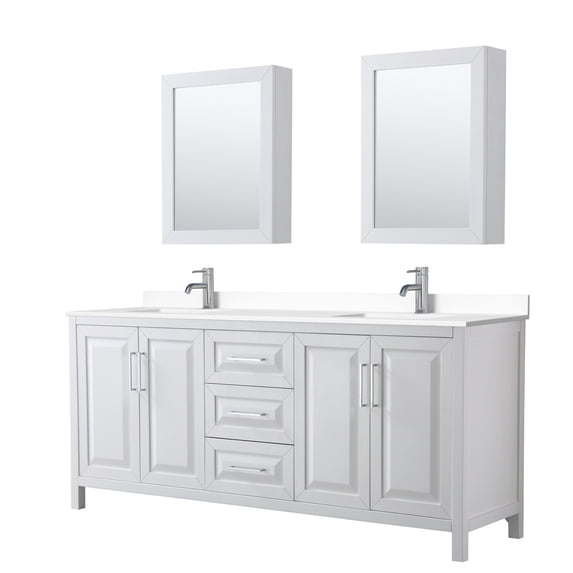 Wyndham Collection WCV252580DWHWCUNSMED Daria 80" Free Standing Double Basin Vanity Set -