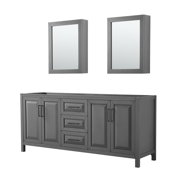 Wyndham Collection Wcv252580dcxsxxmed Daria 79" Double Free Standing Vanity Cabinet - Dark