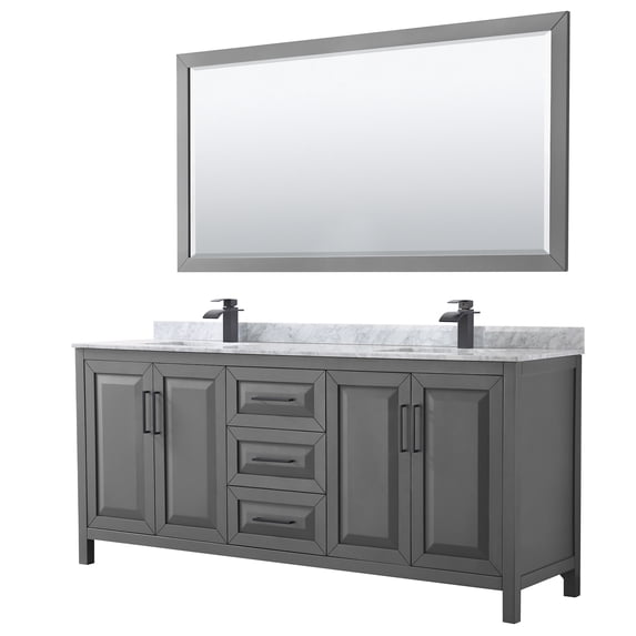 Wyndham Collection WCV252580DGBCMUNSM70 Daria 80" Free Standing Double Vanity Set - Dark