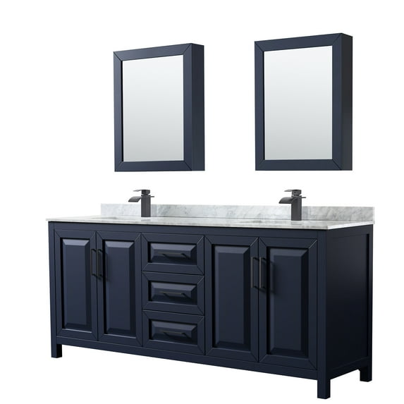 Wyndham Collection Wcv252580dunsmed Daria 80" Free Standing Double Vanity Set - Dark Blue