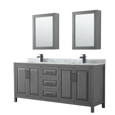 Wyndham Collection Wcv252580dunsmed Daria 80" Free Standing Double Vanity Set - Dark Gray