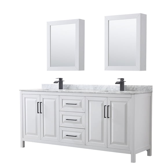 Wyndham Collection WCV252580DWBCMUNSMED Daria 80" Free Standing Double Vanity Set - White