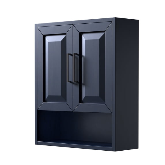 Daria Over-the-Toilet Bathroom Wall-Mounted Storage Cabinet in Dark Blue with Matte Black Trim
