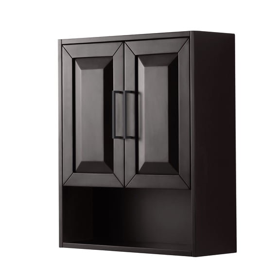 Daria Over-the-Toilet Bathroom Wall-Mounted Storage Cabinet in Dark Espresso with Matte Black Trim