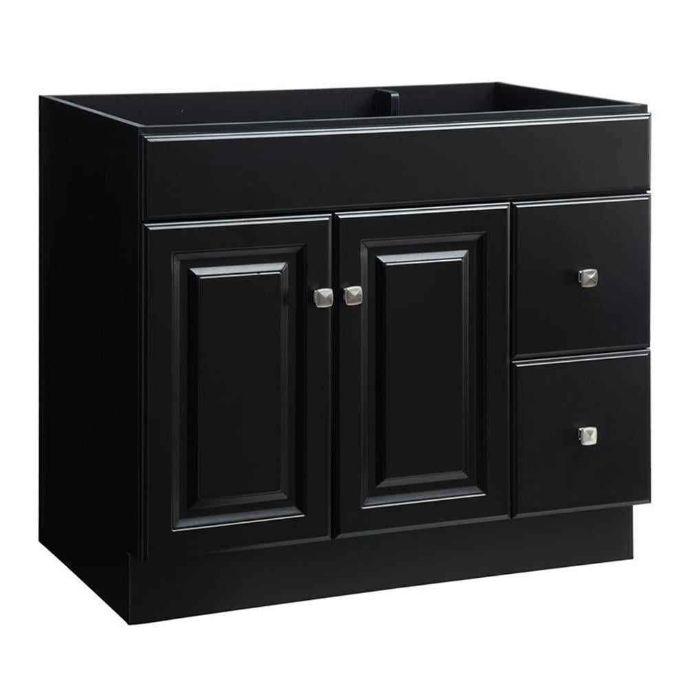 Wyndham 36-inch Black Wood Freestanding Vanity Cabinet