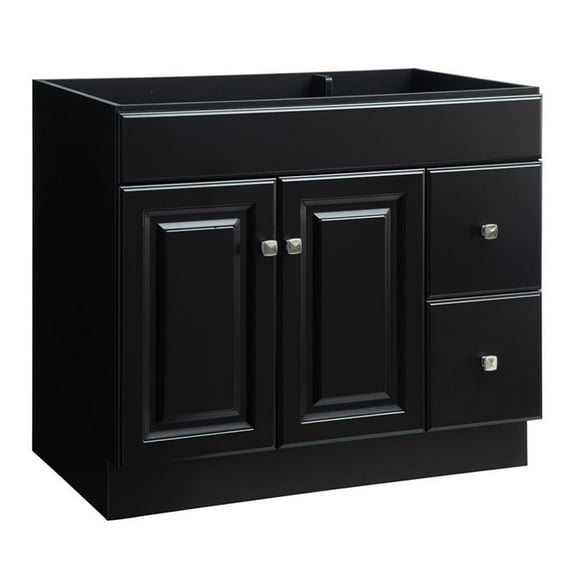 Design House Wyndham 36" Solid Wood Ready to Assemble 2-Door and 2-Drawer Bathroom Vanity Cabinet, Dark Brown