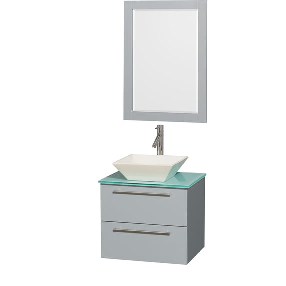 Wyndham WCR410024SDGGGD2BM24 Bathroom Vanity Set with Green Glass Countertop