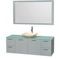 thumbnail image 1 of Wyndham WCR410060SDGGGGS5M58 Wall-Mounted Single Vanity Set with Green Glass Top, 1 of 2