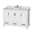 thumbnail image 1 of Wyndham WCS141448SWHIVUNOM24 48 Inch White Vanity with Ivory Marble Top, 1 of 3